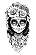 day of the dead girl face tattoo design idea