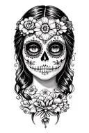 day of the dead girl face tattoo design idea