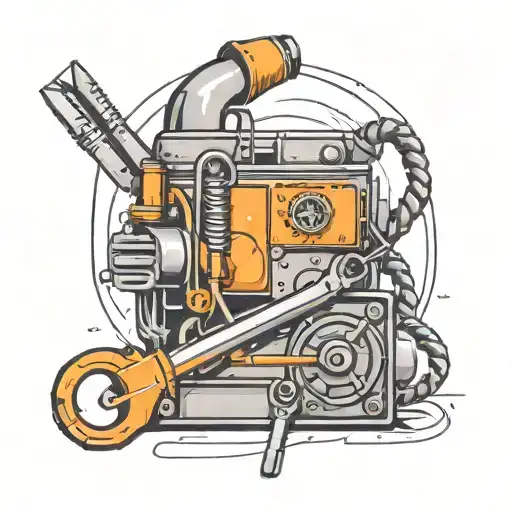 A new-school design featuring a welder's tools and gear tattoo design idea