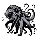 giant squid lion tattoo design idea