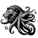 giant squid lion tattoo design idea