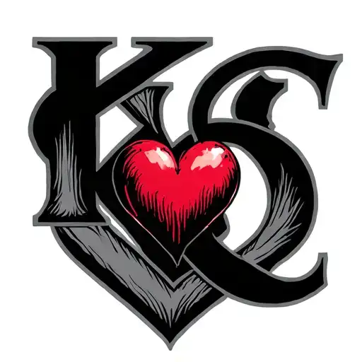 Letters K and C with a heart tattoo design idea