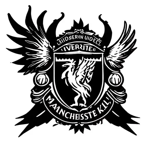 manchester united devil kill liverpool bird flying tattoo design idea