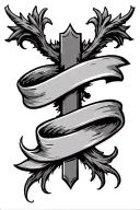Cross with banner wrapped tattoo design idea
