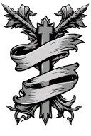 Cross with banner wrapped tattoo design idea