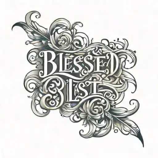 blessed written tattoo design idea