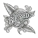 blessed written tattoo design idea
