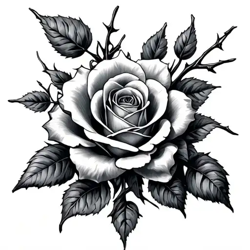 Victorian Gothic roses and thorns wrapping tattoo design idea
