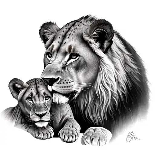 Lioness And Cubs tattoo design idea