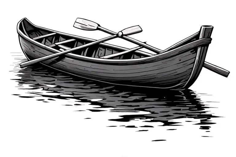 rowing boat and oars tattoo design idea