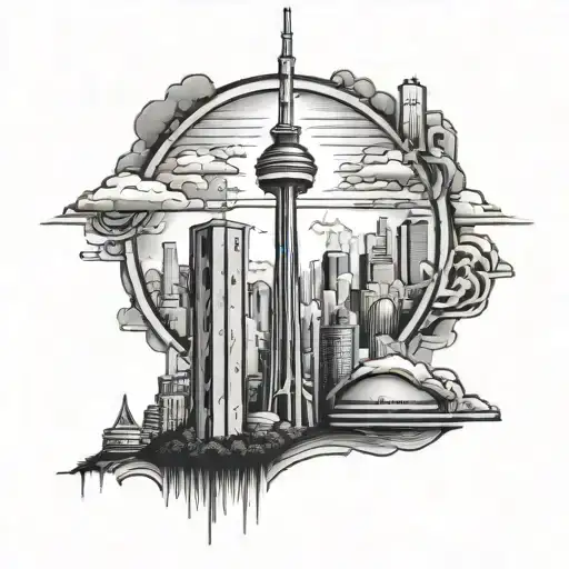 Toronto cn tower skyline and 2005 tattoo design idea