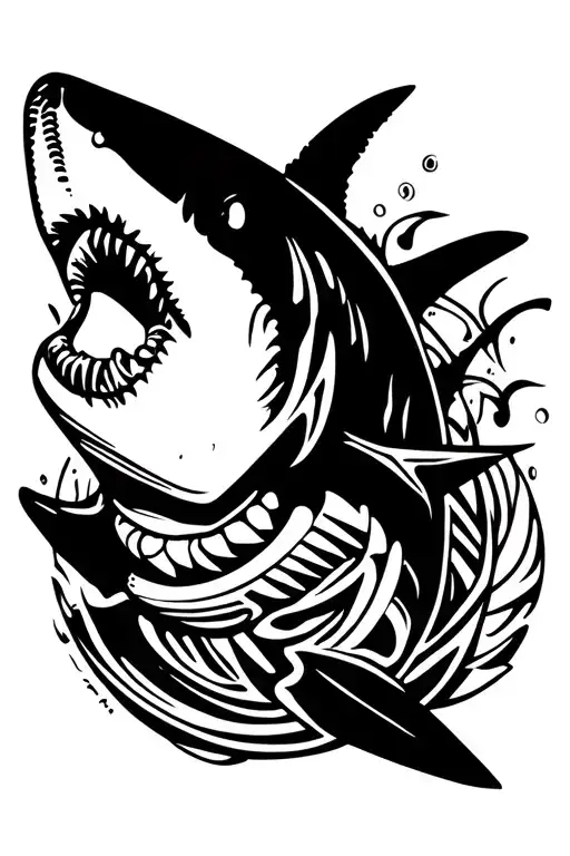 bonnet head shark swimming tattoo design idea