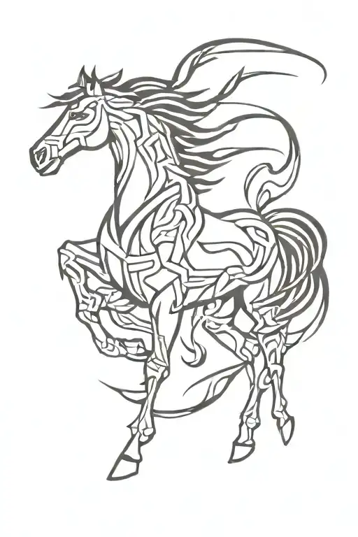 kanji horse symbol intertwined tattoo design idea