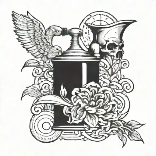 A tattoo design representing the nurturing nature of a caregiver for disabilities, incorporating craft tools and symbols of care tattoo design idea