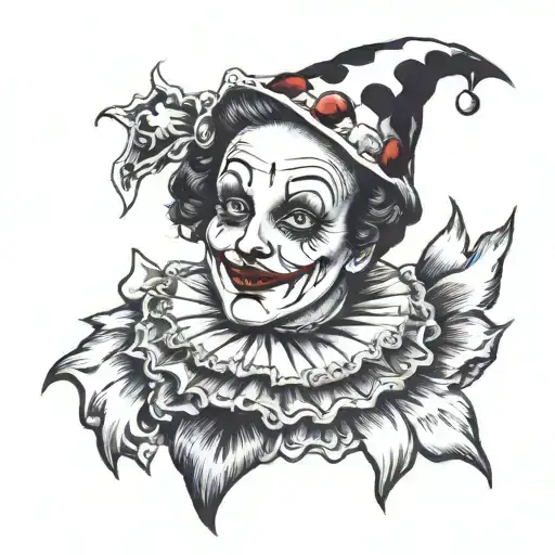 pierrot clown laying tattoo design idea