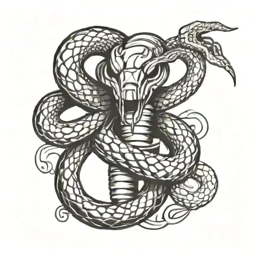 A stylized microphone intertwined with a snake, symbolizing the power of music and the cunning nature of a dickhead tattoo design idea
