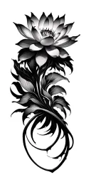 gothic flowers blooming lotus flower tattoo design idea