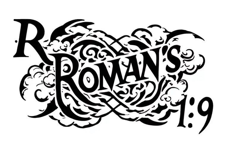 "Roman’s 12:19" clouds surrounding tattoo design idea