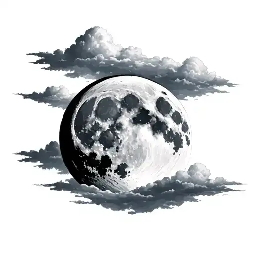 Full Moon With Clouds tattoo design idea