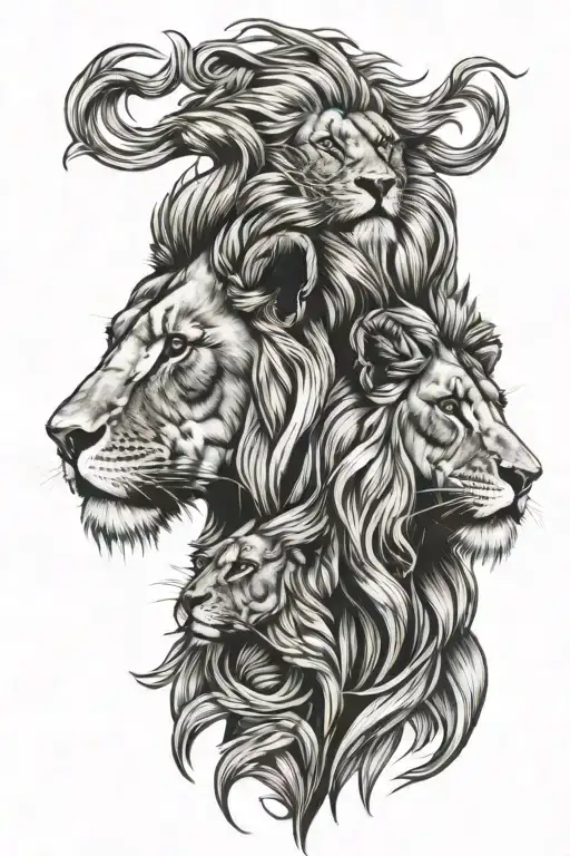 lion with lioness  tattoo design idea