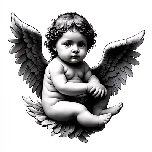 Black Baby Angel tattoo design idea