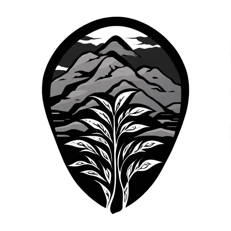 nature, eco system, hills odisha shantali tribal tattoo design. minimalistic tattoo design idea