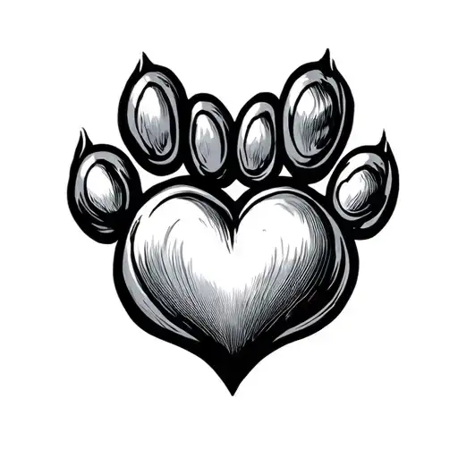 paw, 9, black heart tattoo design idea
