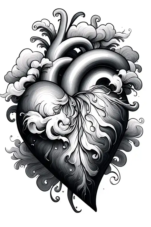 Clouds Paradis The first names of my grandparents Jocelyne Rosario Tine Mario locked in a heart that degrades in wave tattoo design idea