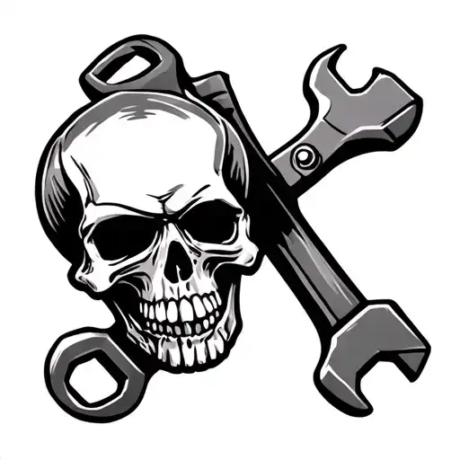 skull Wrench & Hammer tattoo design idea