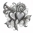 heart shaped fishing hooks  tattoo design idea