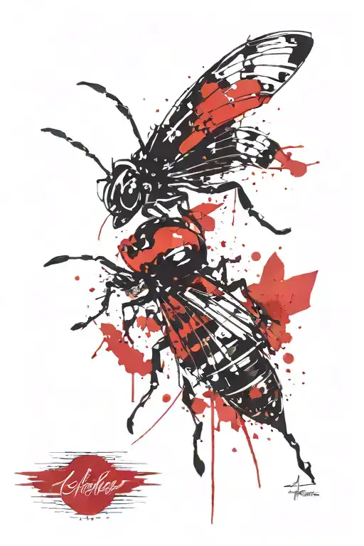 calligraphy, insects. tattoo design idea