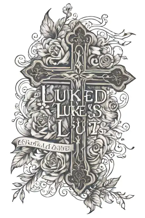 Luke 1:37 bible verse with cross tattoo design idea