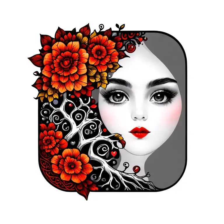 intricate mandala design incorporating tree of life and heart tattoo design idea