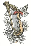 harp bow and arrow tattoo design idea