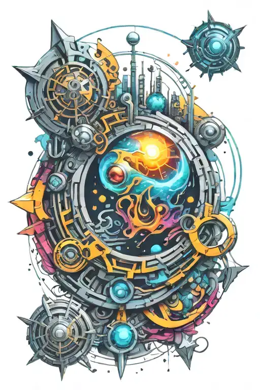 cyber sigilism universe tattoo design idea