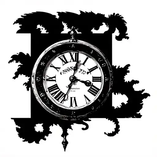 old time clock with time new roman numerals with the corresponding number of 888, 999,555,777 tattoo design idea