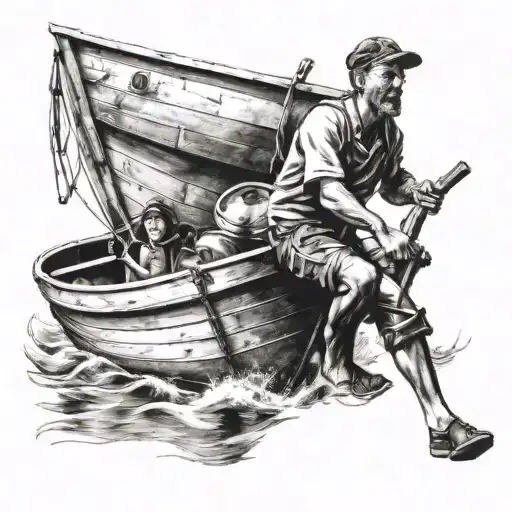 man carrying a boat tattoo design idea