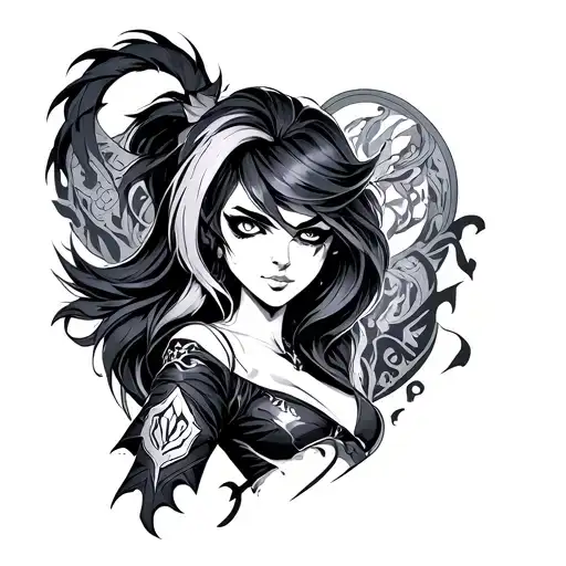jinx et vi arcane league of legends sleeve tattoo design idea