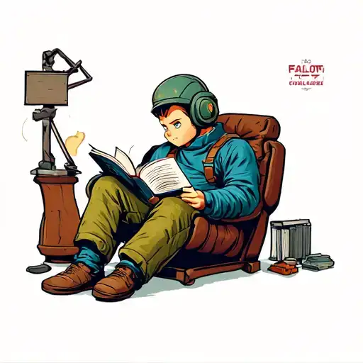 Fallout Vault Boy reading sitting tattoo design idea