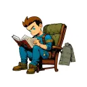 Fallout Vault Boy reading sitting tattoo design idea