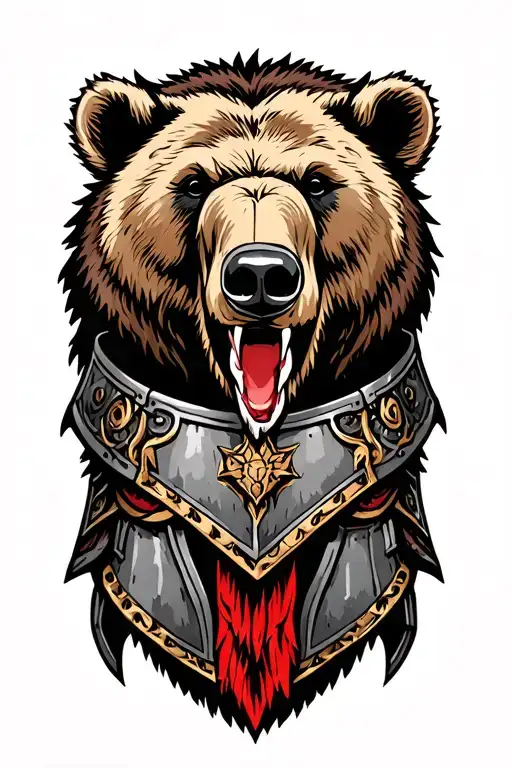 viking armor with grizzly bear head tattoo design idea
