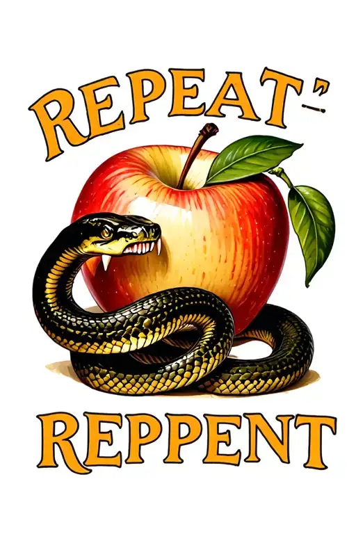 "repeat or repent" "repeat or repent" snake biting an apple tattoo design idea