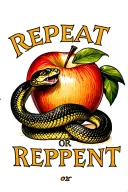 "repeat or repent" "repeat or repent" snake biting an apple tattoo design idea