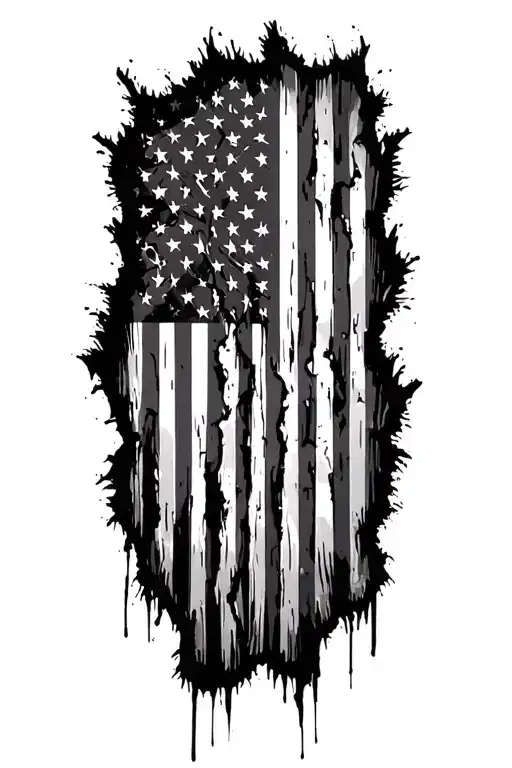tattered subdued american flag tattoo design idea