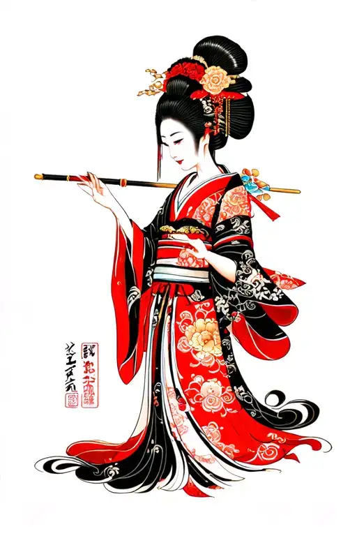 Irezumi geisha plus oni tattoo design idea