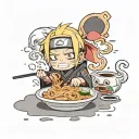 I want a design of a chibi Naruto eating ramen. I want it to look really cute. tattoo design idea