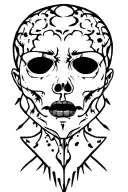 blackout morbid face tattoo design idea