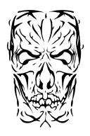 blackout morbid face tattoo design idea