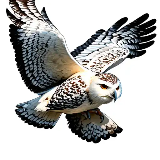 snowy owl flying photorealistic tattoo design idea