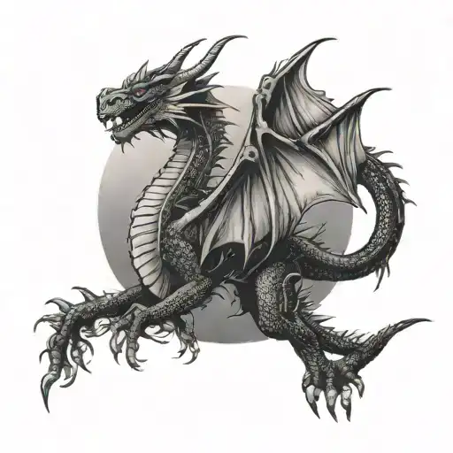 dragon flying towards the sun tattoo design idea